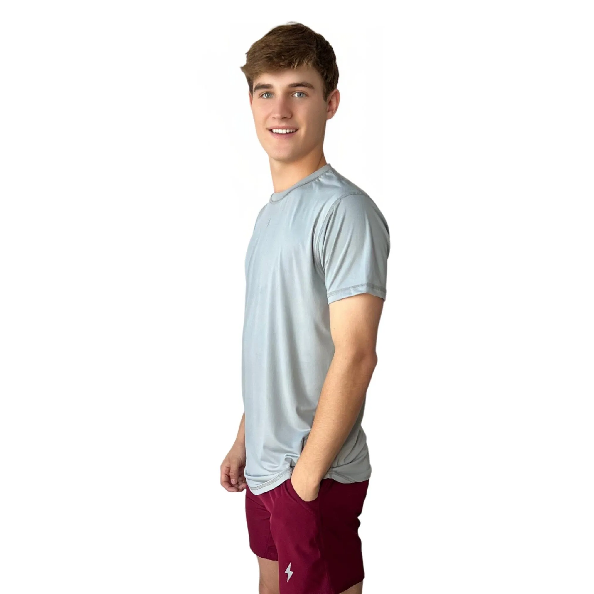 BRUCE BOLT Short Sleeve Performance T-Shirt with Reflective Bolt - DESERT GREY