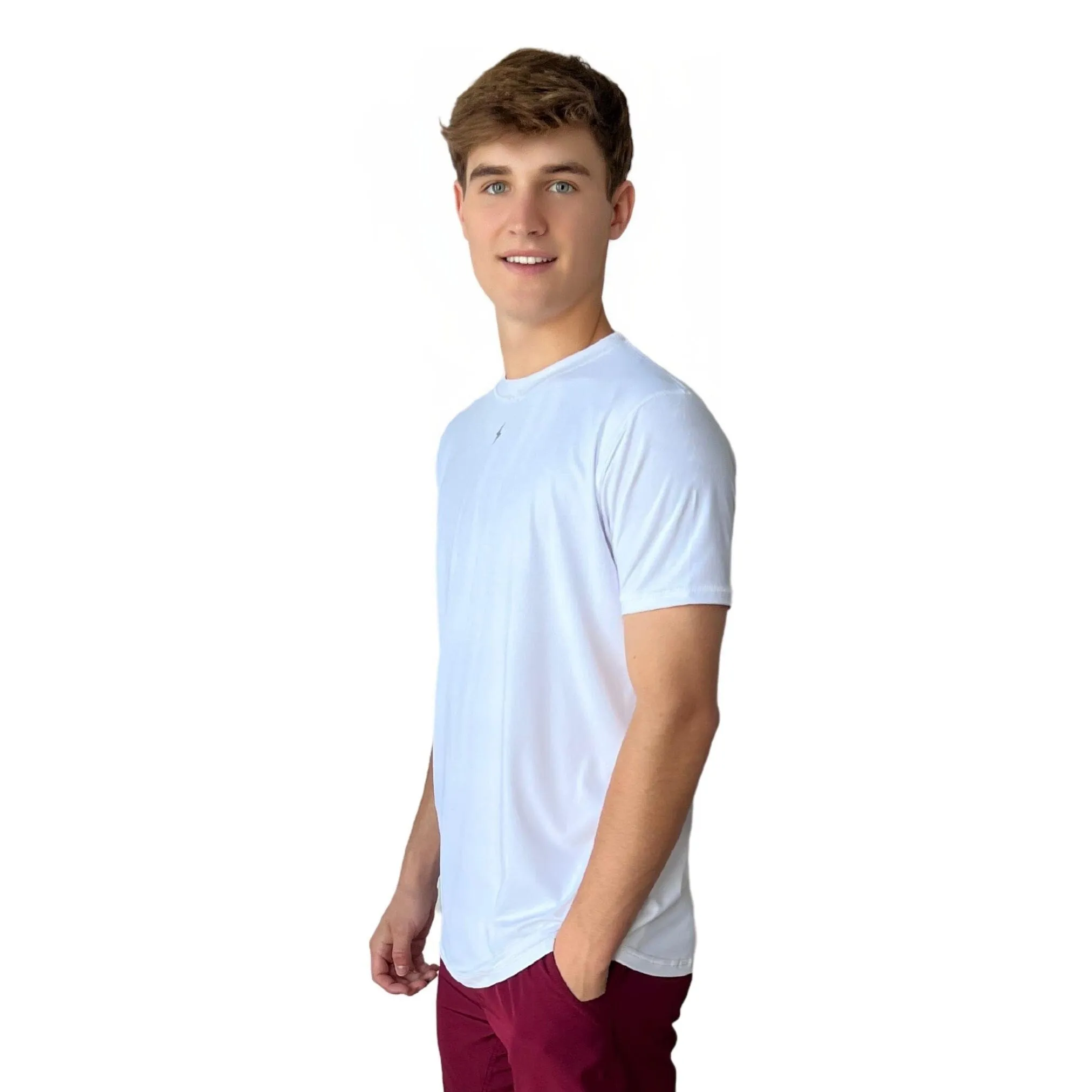 BRUCE BOLT Short Sleeve Performance T-Shirt with Reflective Bolt - WHITE