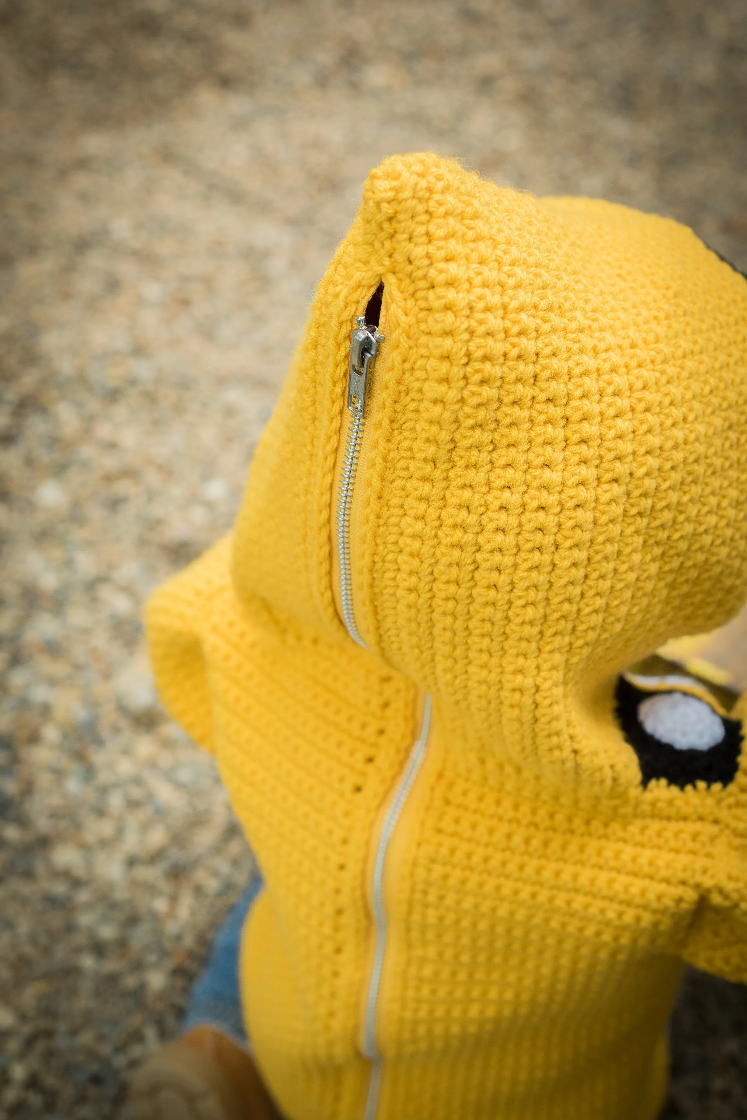 Bulldozer Toddler Hoodie Crochet Pattern - Sizes 2 and 4 - Hoodie Zips up the Back