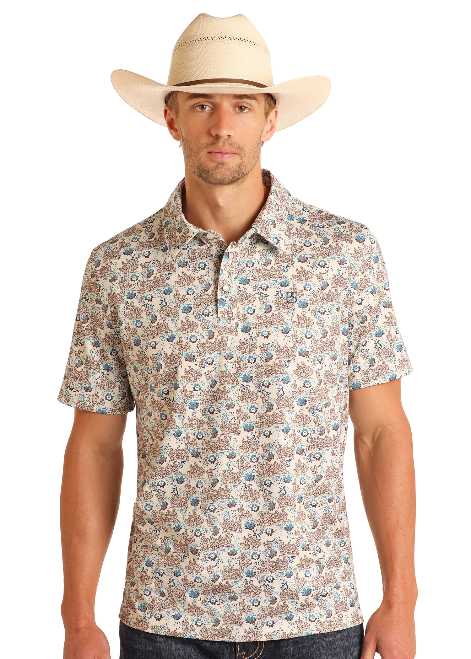 Cactus Print Performance Polo
