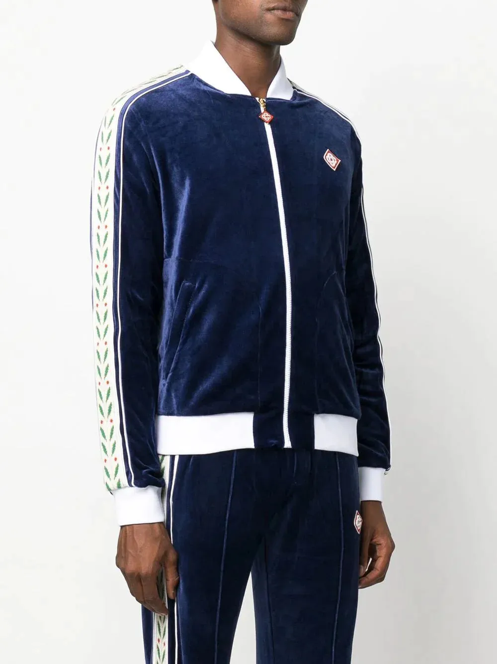 CASABLANCA Velour Laurel Track Jacket Navy