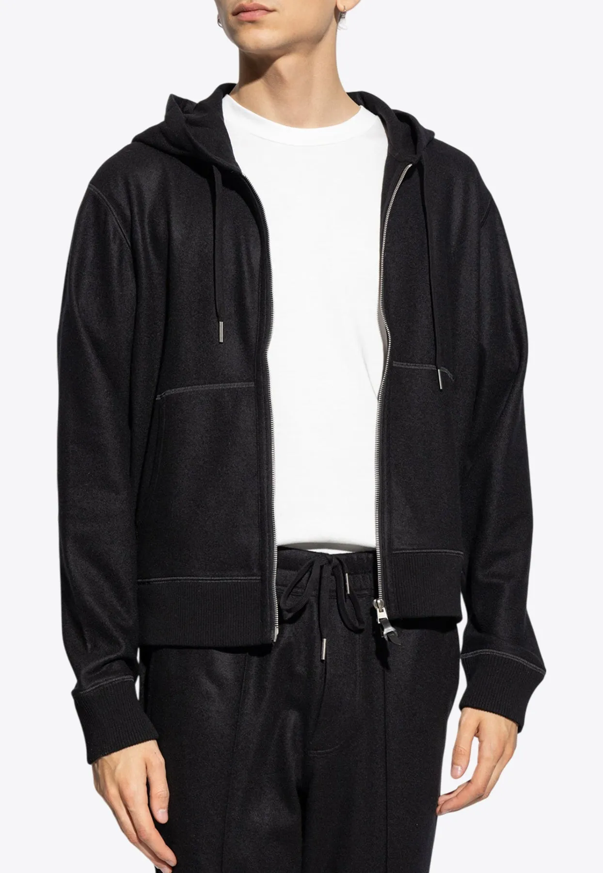 Cashmere Zip-Up Hooded Sweatshirt