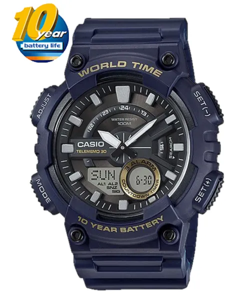 Casio Analog-Digital Men's Watch AEQ-110W-2A Resin Band Resin Glass Battery Life 10-Years