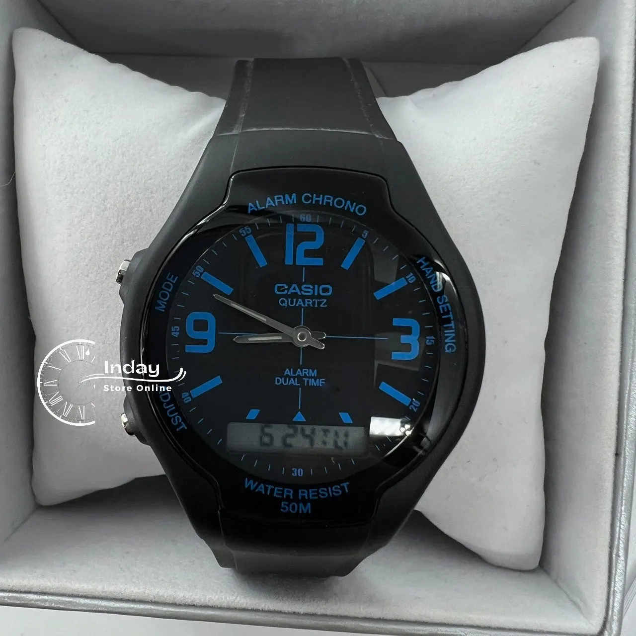 Casio Analog-Digital Men's Watch AW-90H-2B Resin Band Resin Glass