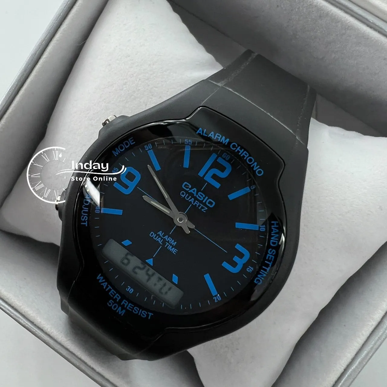 Casio Analog-Digital Men's Watch AW-90H-2B Resin Band Resin Glass