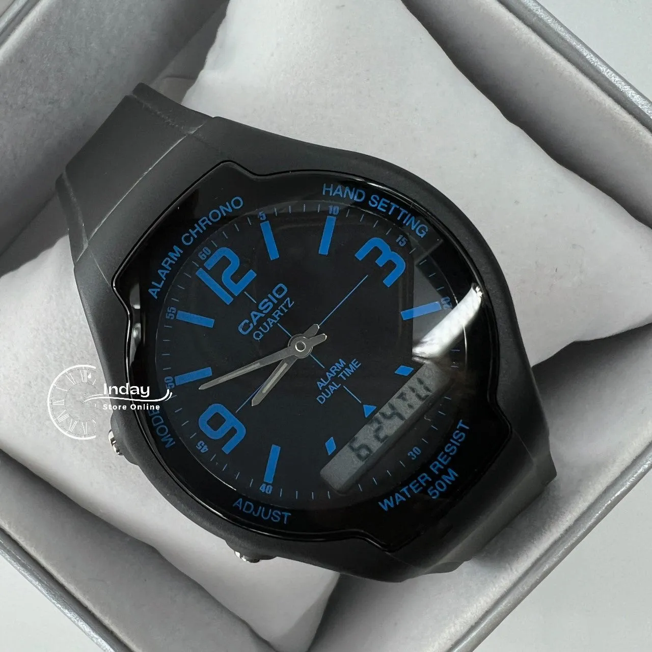 Casio Analog-Digital Men's Watch AW-90H-2B Resin Band Resin Glass