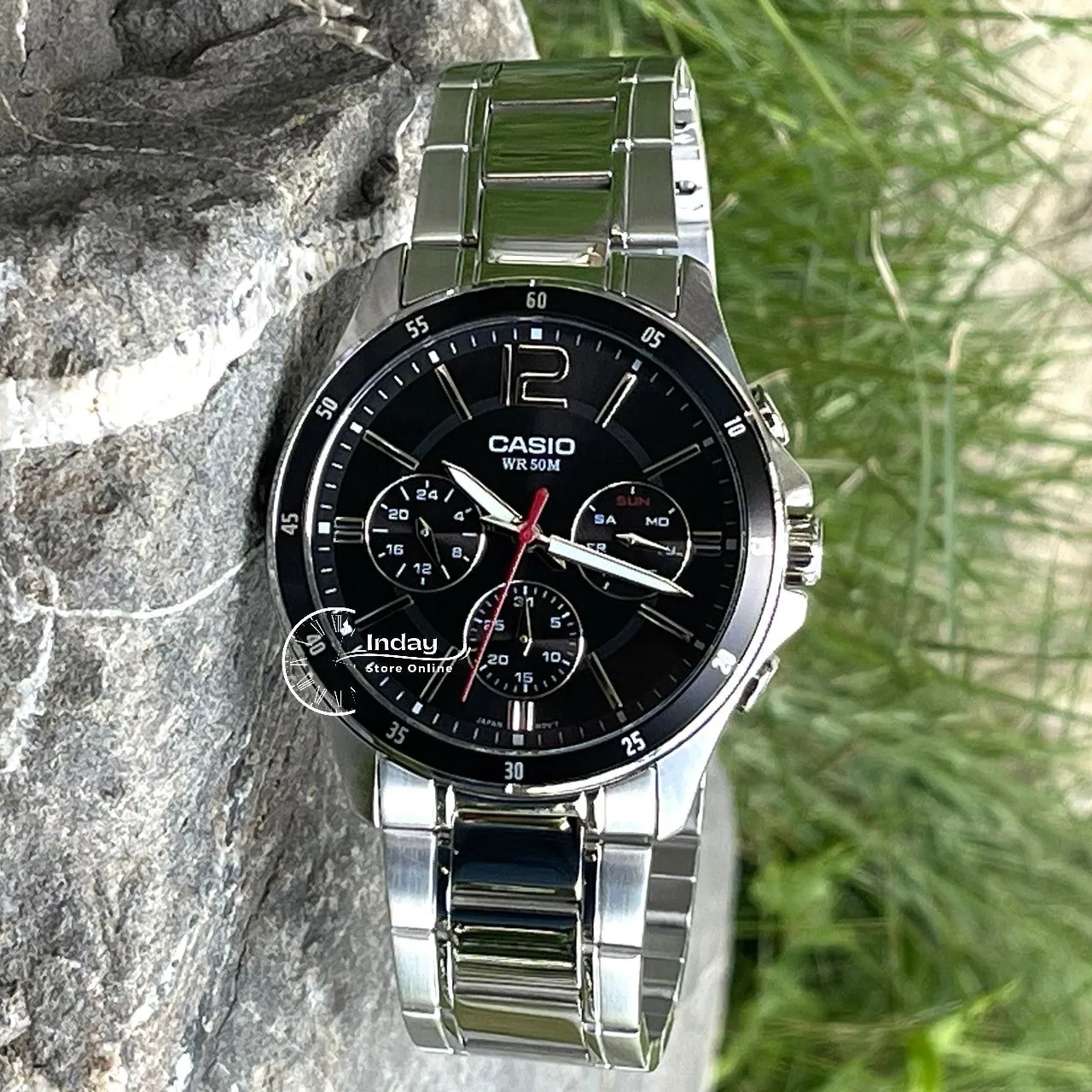 Casio Fashion Men's Watch MTP-1374D-1A Stainless Steel Band Mineral Glass