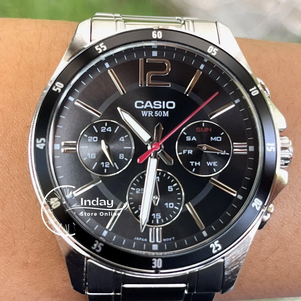 Casio Fashion Men's Watch MTP-1374D-1A Stainless Steel Band Mineral Glass