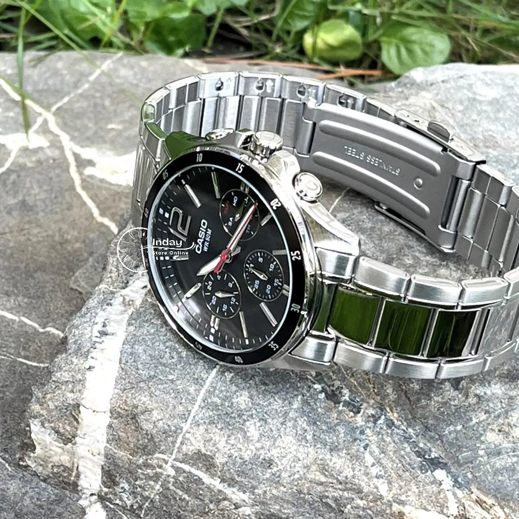 Casio Fashion Men's Watch MTP-1374D-1A Stainless Steel Band Mineral Glass