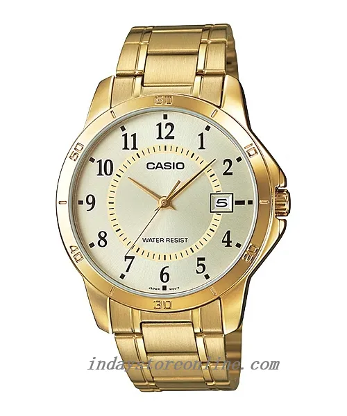 Casio Standard Men's Watch MTP-V004G-9B Gold Plated Stainless Steel Strap Mineral Glass