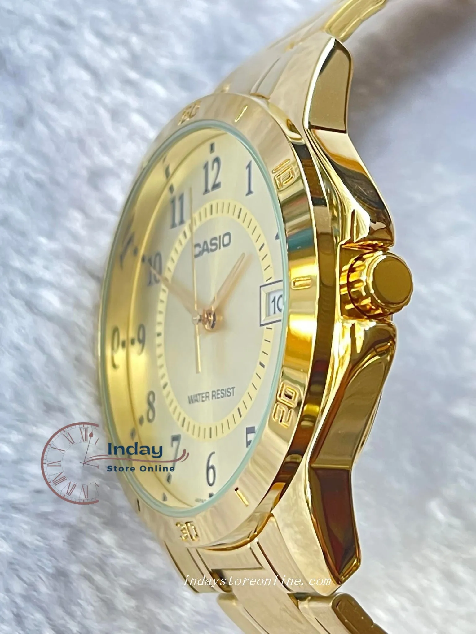 Casio Standard Men's Watch MTP-V004G-9B Gold Plated Stainless Steel Strap Mineral Glass
