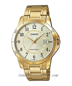 Casio Standard Men's Watch MTP-V004G-9B Gold Plated Stainless Steel Strap Mineral Glass