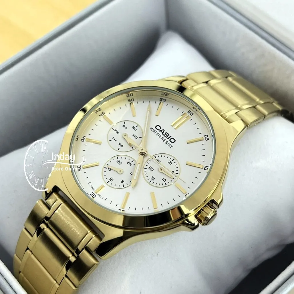 Casio Standard Men's Watch MTP-V300G-7A Gold Plated Stainless Steel Mineral Glass