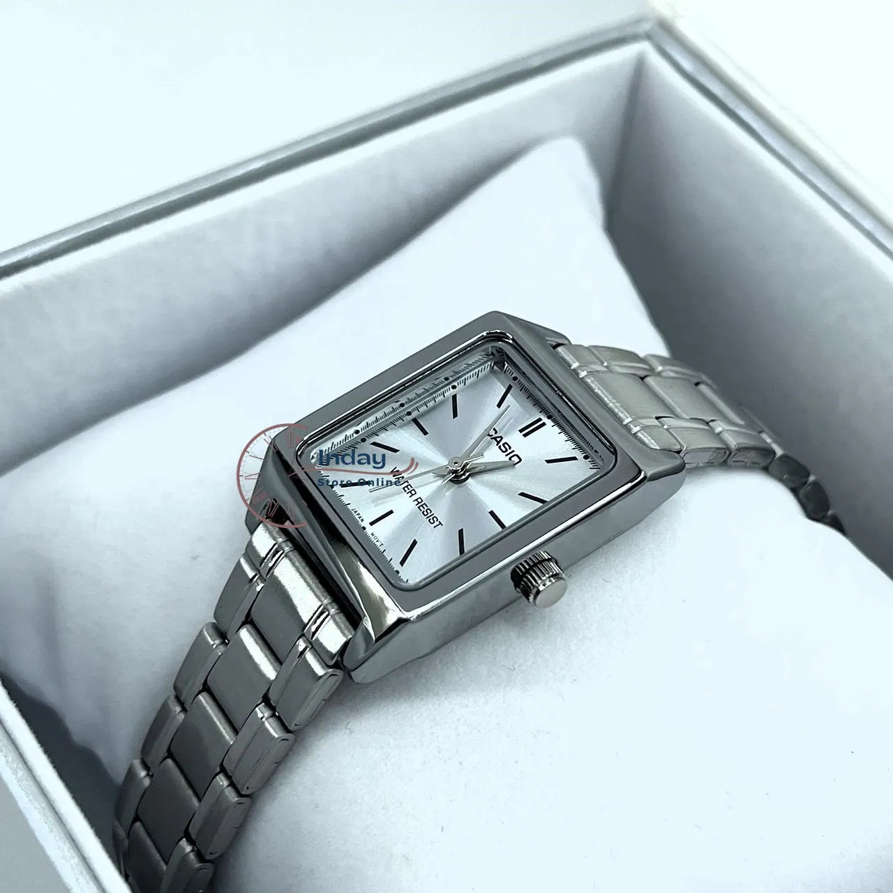 Casio Standard Women's Watch LTP-V007D-2E Square Type Silver Plated Stainless Steel Strap