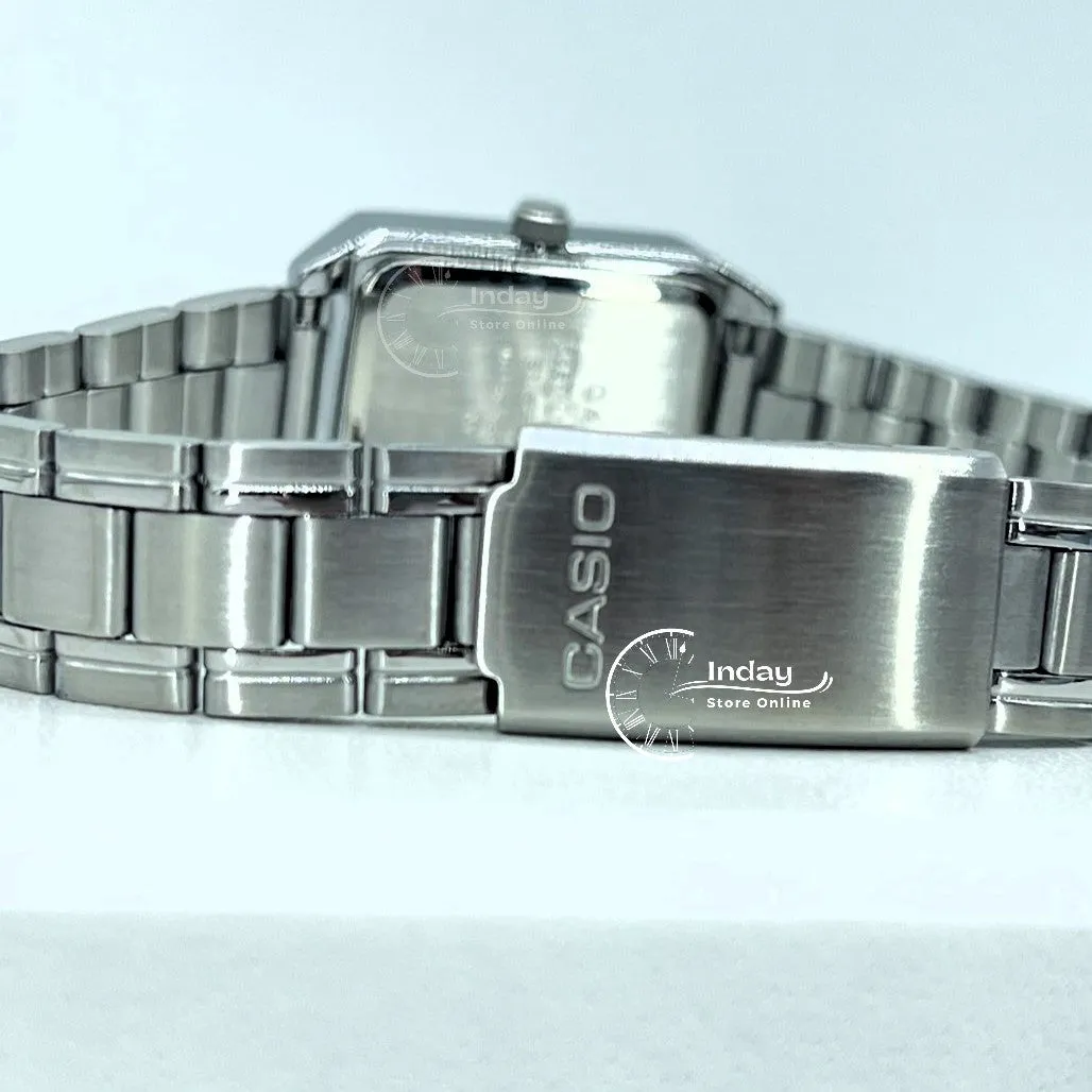 Casio Standard Women's Watch LTP-V007D-2E Square Type Silver Plated Stainless Steel Strap