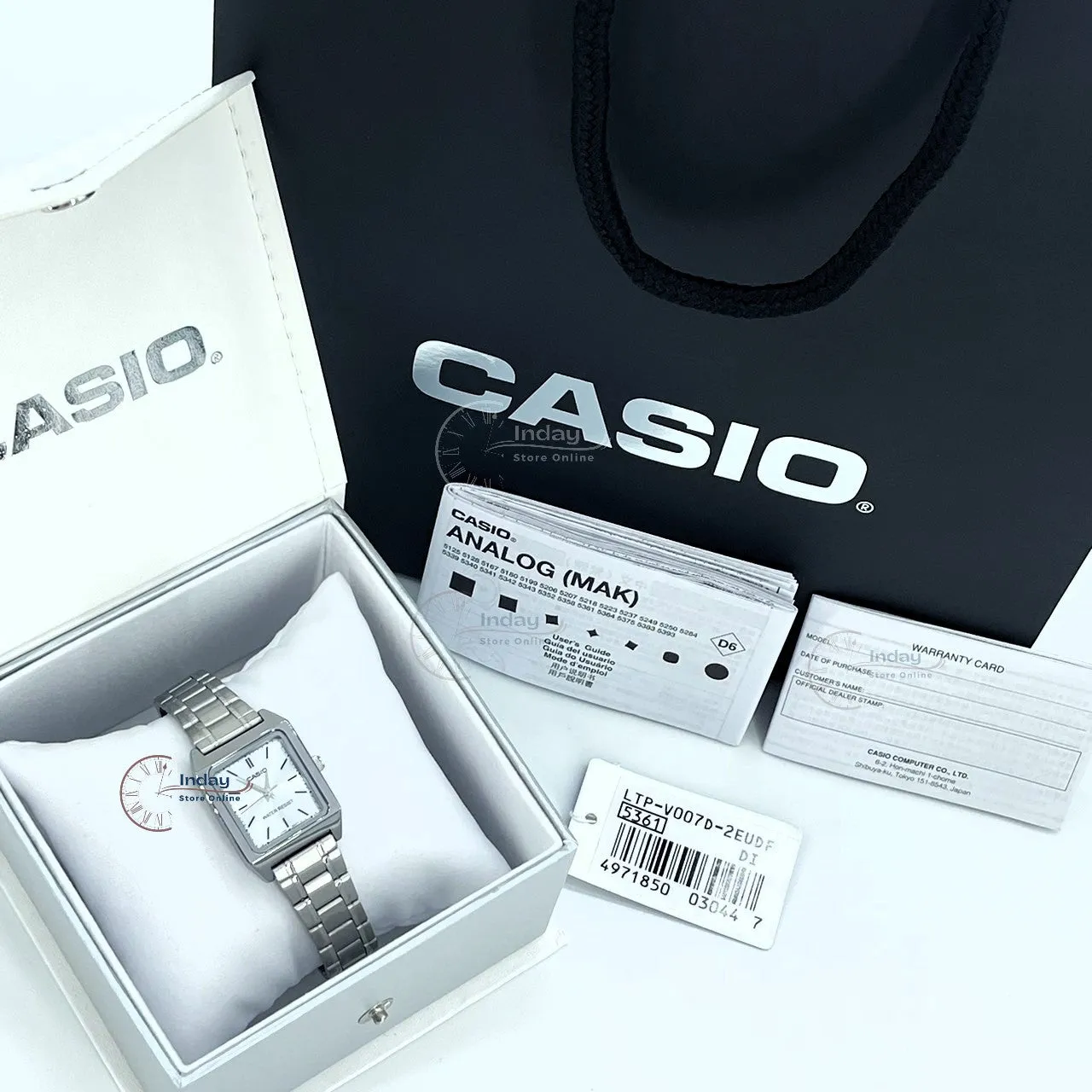 Casio Standard Women's Watch LTP-V007D-2E Square Type Silver Plated Stainless Steel Strap