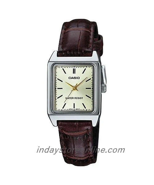 Casio Standard Women's Watch LTP-V007L-9E Square Type Brown Leather Strap