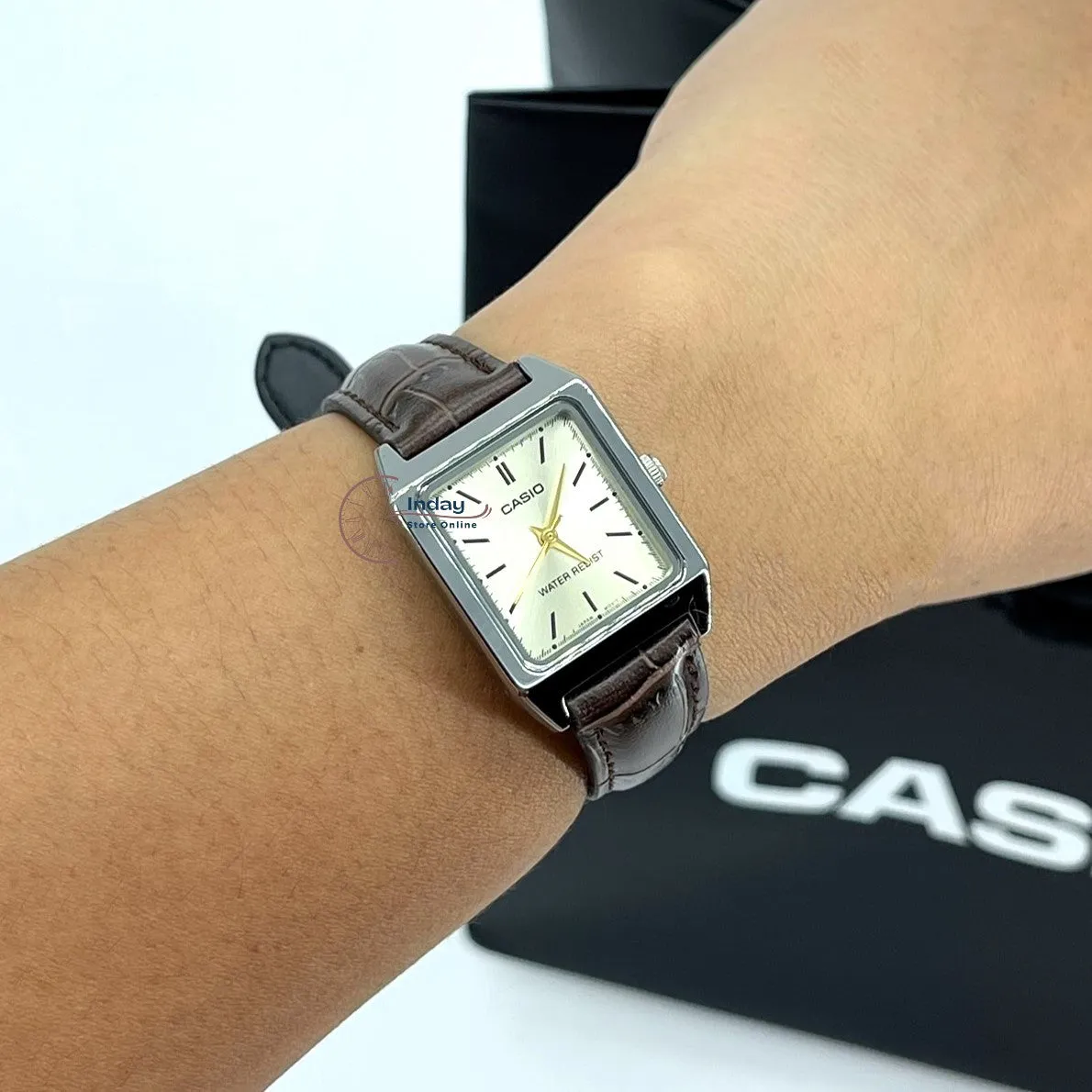 Casio Standard Women's Watch LTP-V007L-9E Square Type Brown Leather Strap