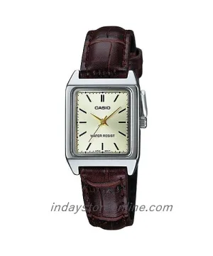 Casio Standard Women's Watch LTP-V007L-9E Square Type Brown Leather Strap