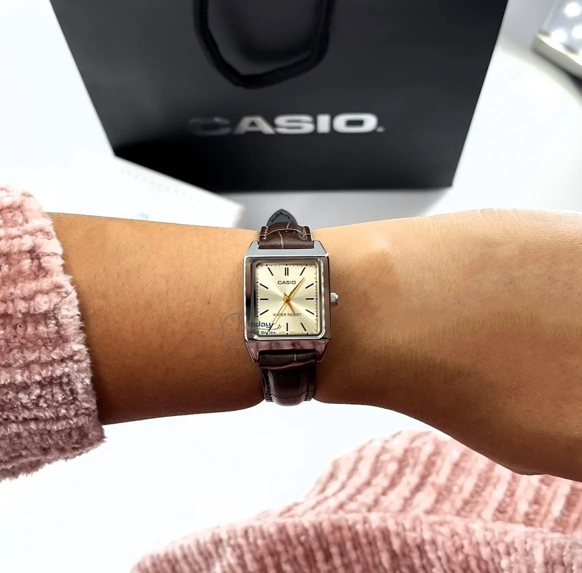 Casio Standard Women's Watch LTP-V007L-9E Square Type Brown Leather Strap