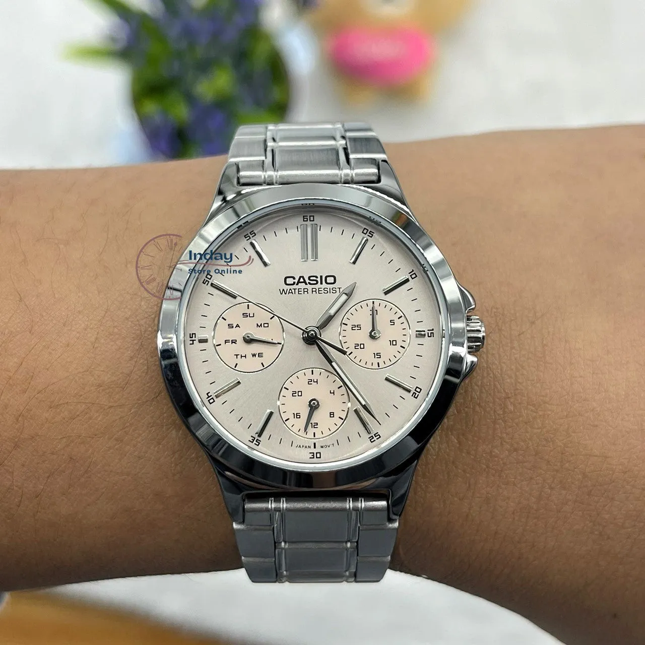 Casio Standard Women's Watch LTP-V300D-4A Silver Plated Stainless Steel Strap