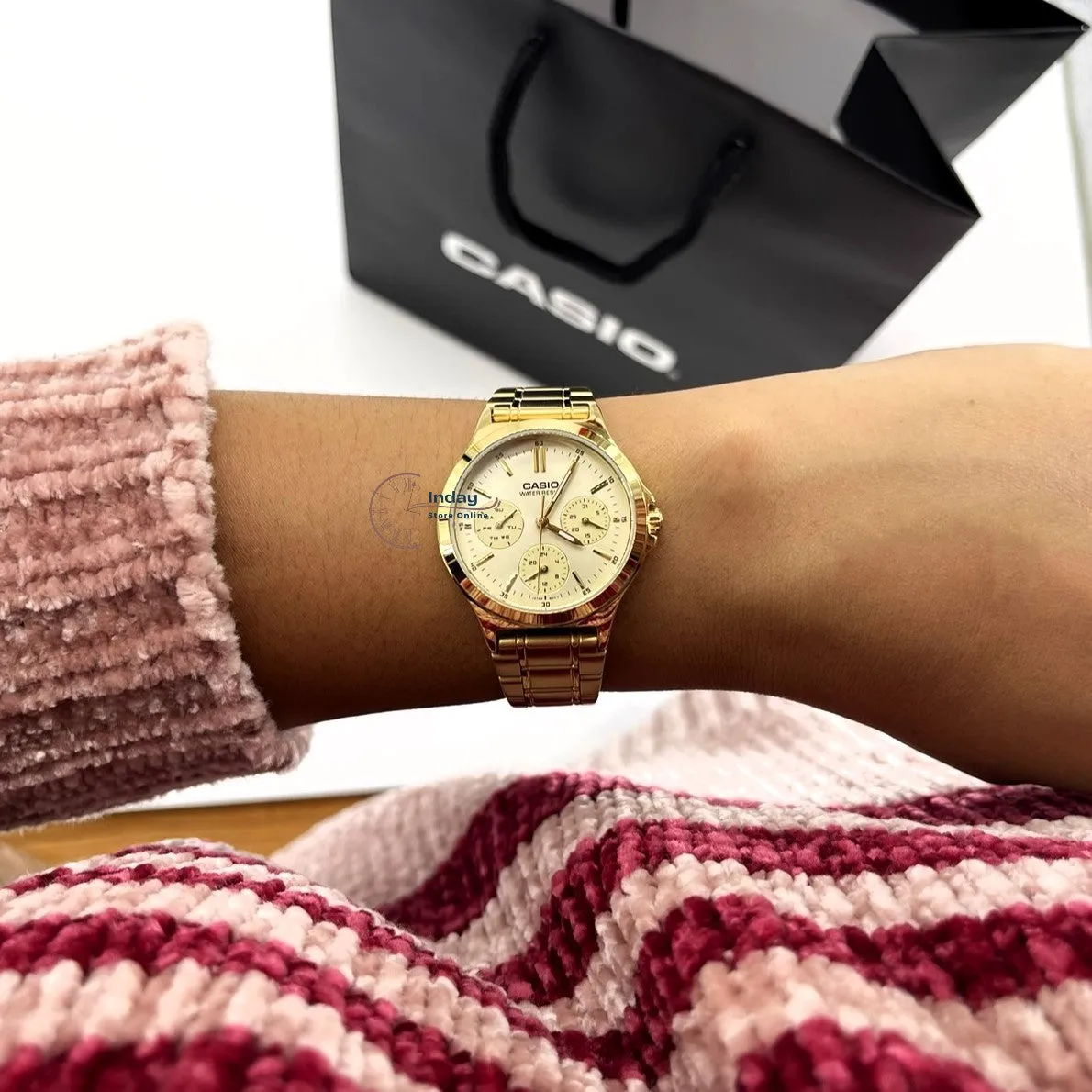 Casio Standard Women's Watch LTP-V300G-9A Gold Plated Stainless Strap Triple-fold Clasp