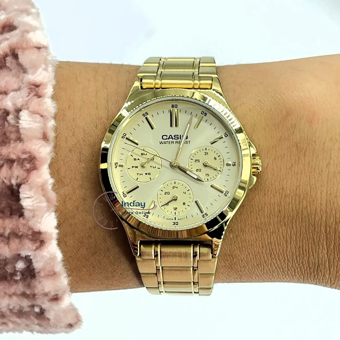 Casio Standard Women's Watch LTP-V300G-9A Gold Plated Stainless Strap Triple-fold Clasp