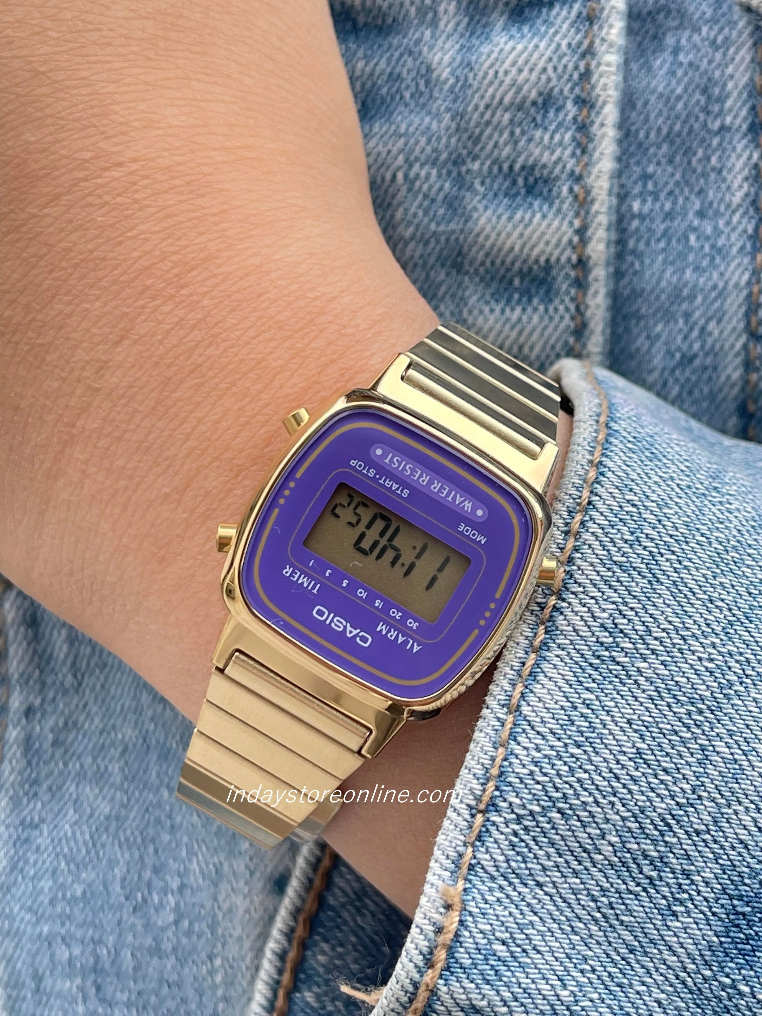 Casio Vintage Women's Watch LA670WGA-6 Gold Plated Stainless Steel Self-adjustable Band