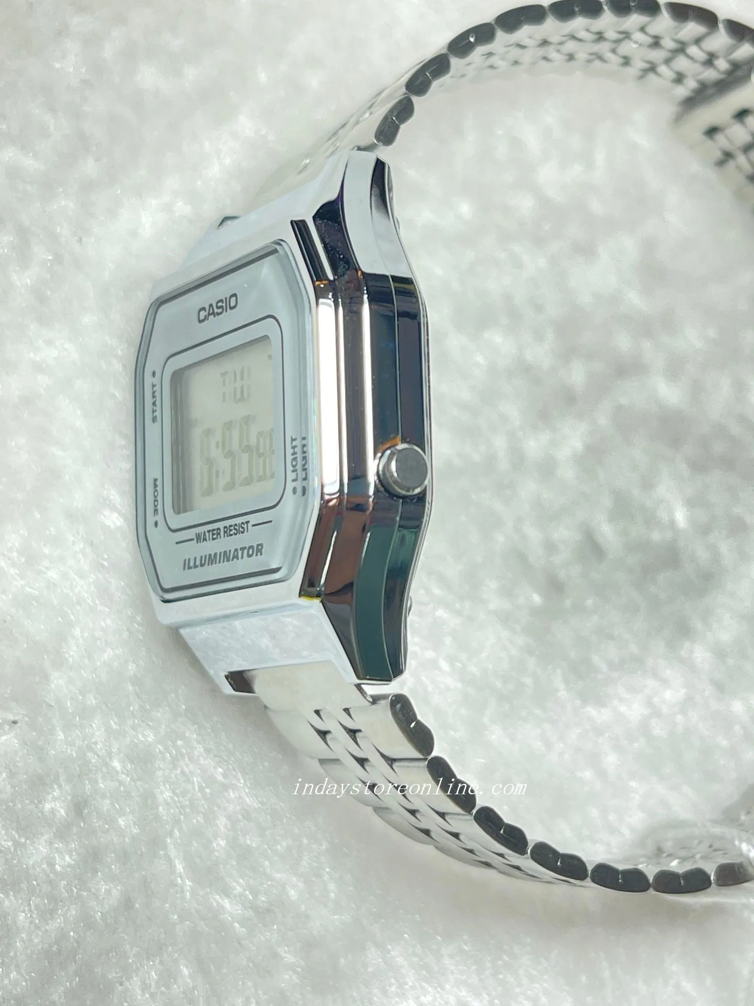Casio Vintage Women's Watch LA680WA-7D Silver Plated Stainless Steel Strap Self-adjustable Band