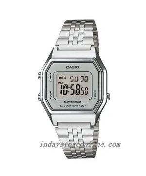 Casio Vintage Women's Watch LA680WA-7D Silver Plated Stainless Steel Strap Self-adjustable Band