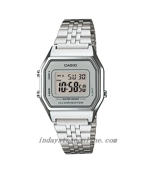 Casio Vintage Women's Watch LA680WA-7D Silver Plated Stainless Steel Strap Self-adjustable Band