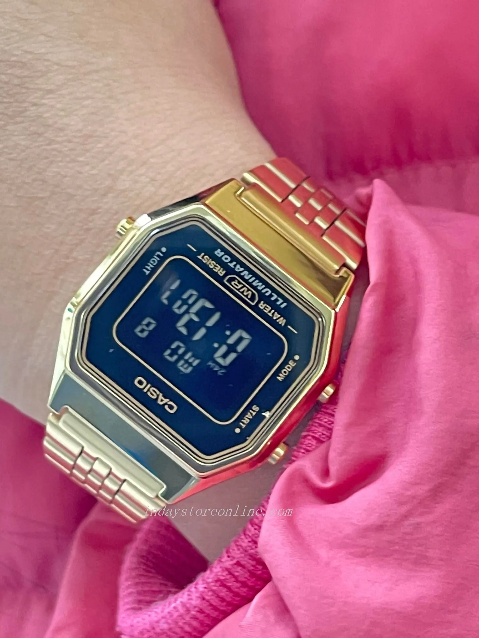 Casio Vintage Women's Watch LA680WGA-1B Gold Plated Stainless Steel Self-adjustable Band