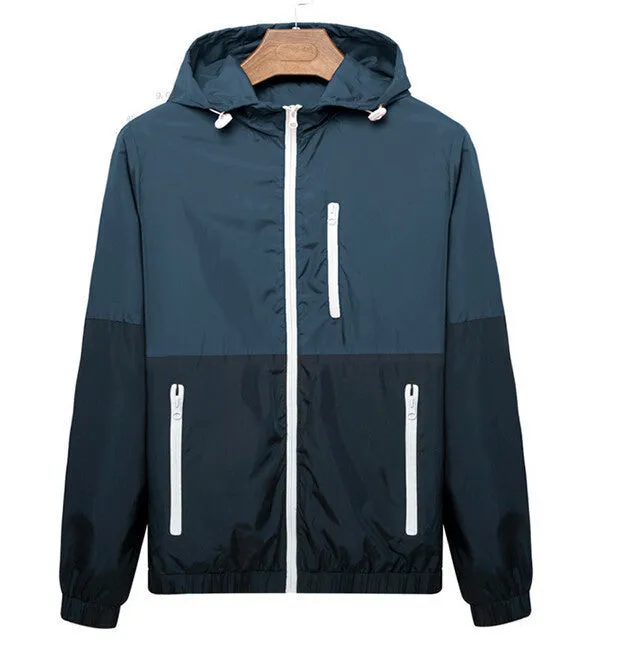 Casual Jacket Thin Men Thin Windbreaker Sportswear Slim Zipper Coats 3XL ZHY1499