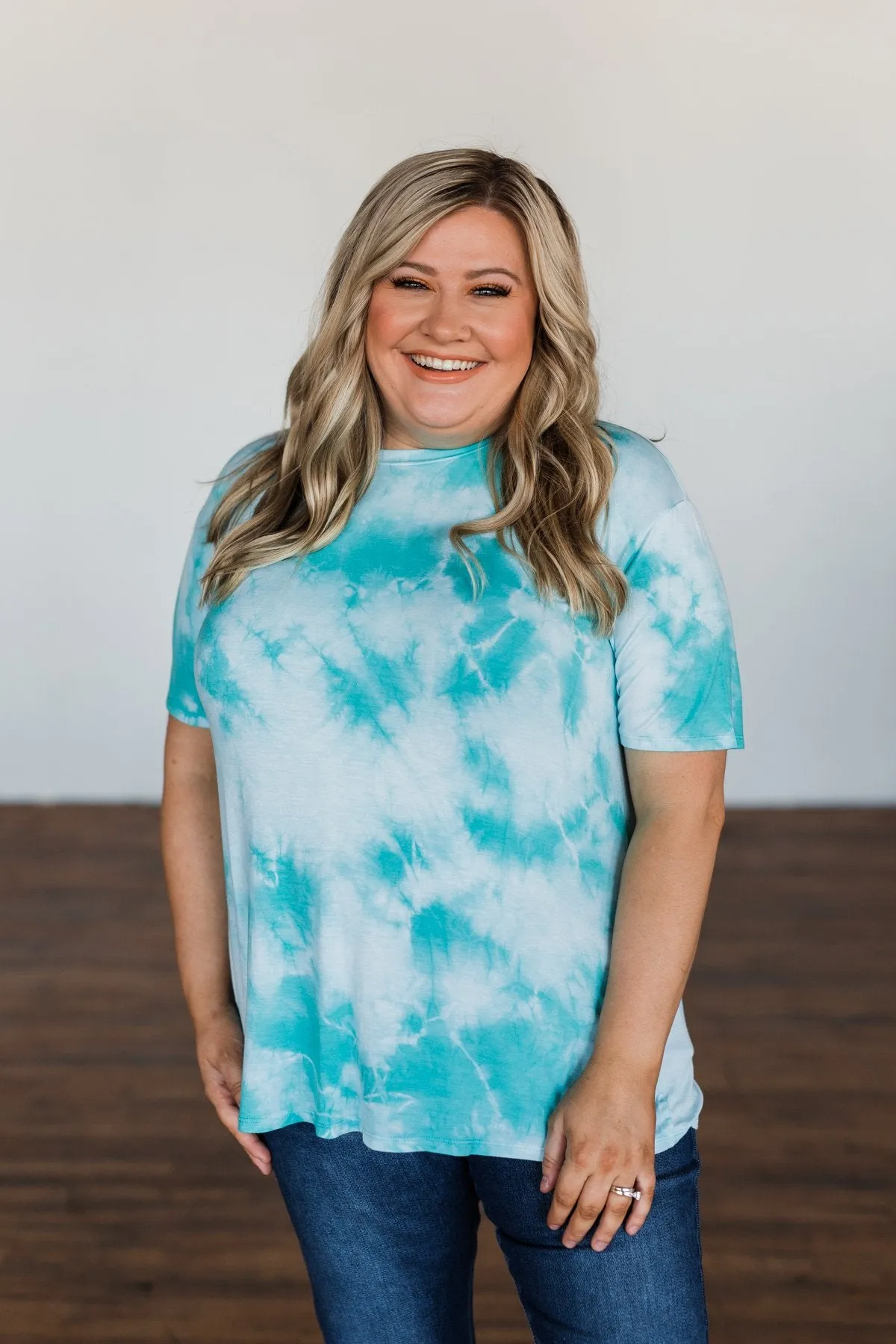 Caught Me Smiling Tie Dye Top- Blue