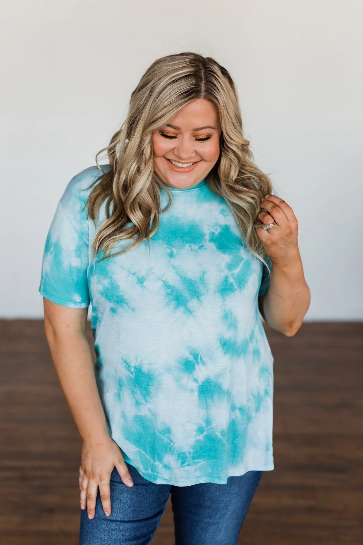 Caught Me Smiling Tie Dye Top- Blue