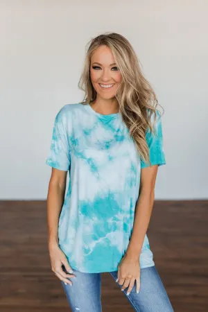 Caught Me Smiling Tie Dye Top- Blue