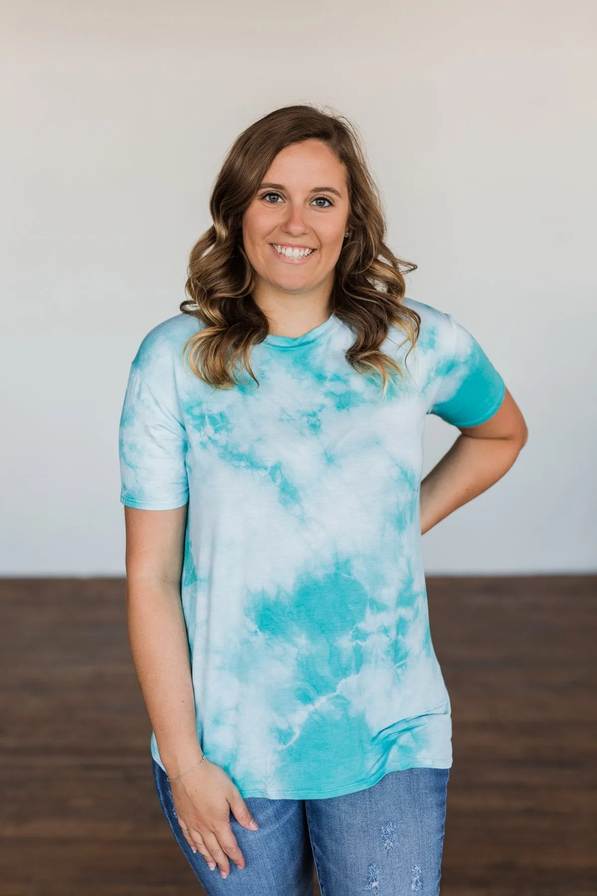 Caught Me Smiling Tie Dye Top- Blue