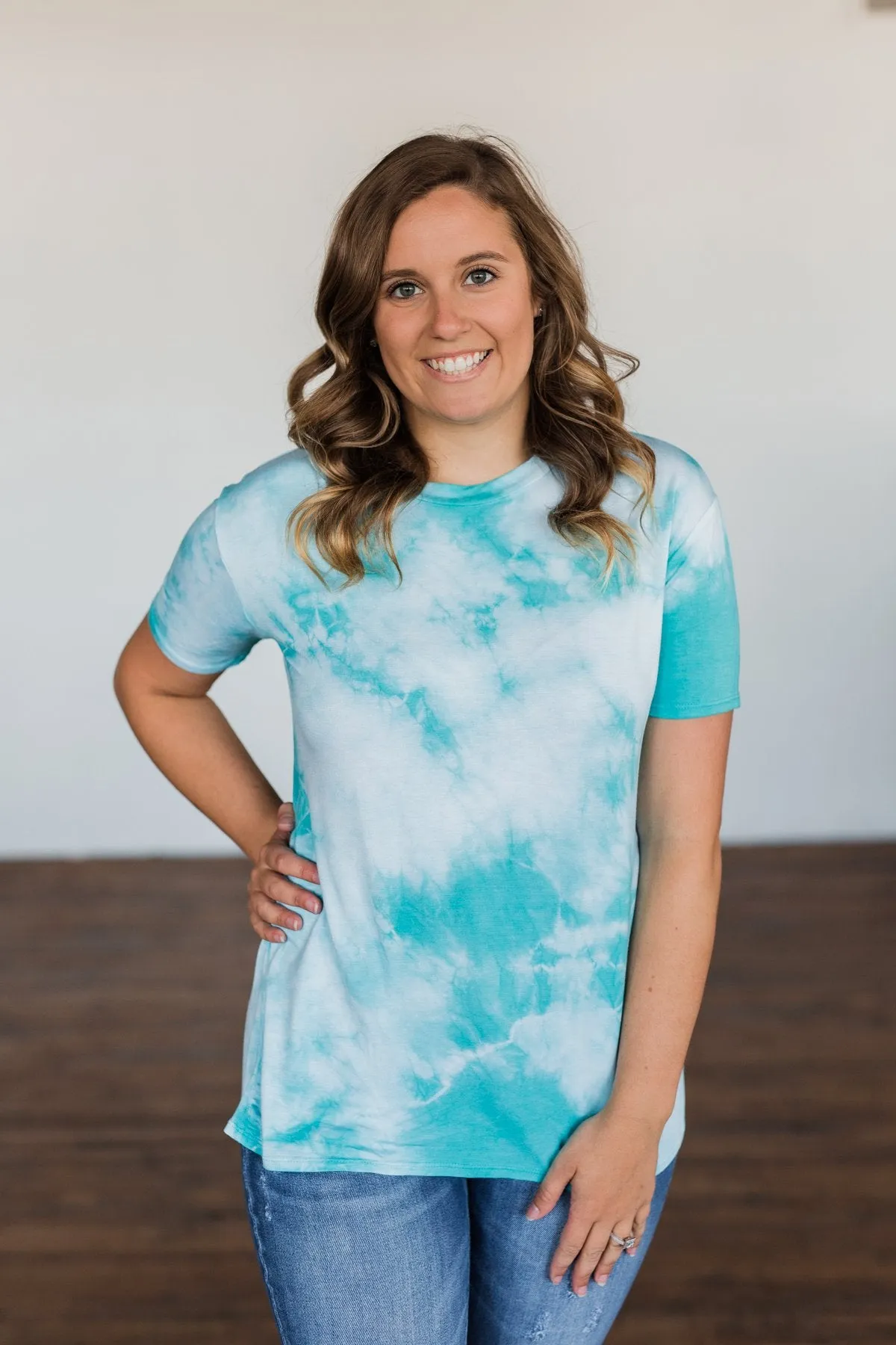 Caught Me Smiling Tie Dye Top- Blue