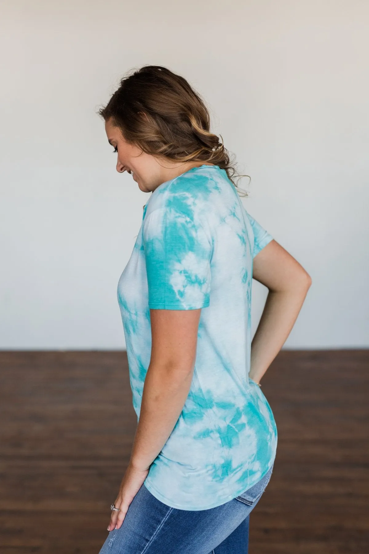 Caught Me Smiling Tie Dye Top- Blue