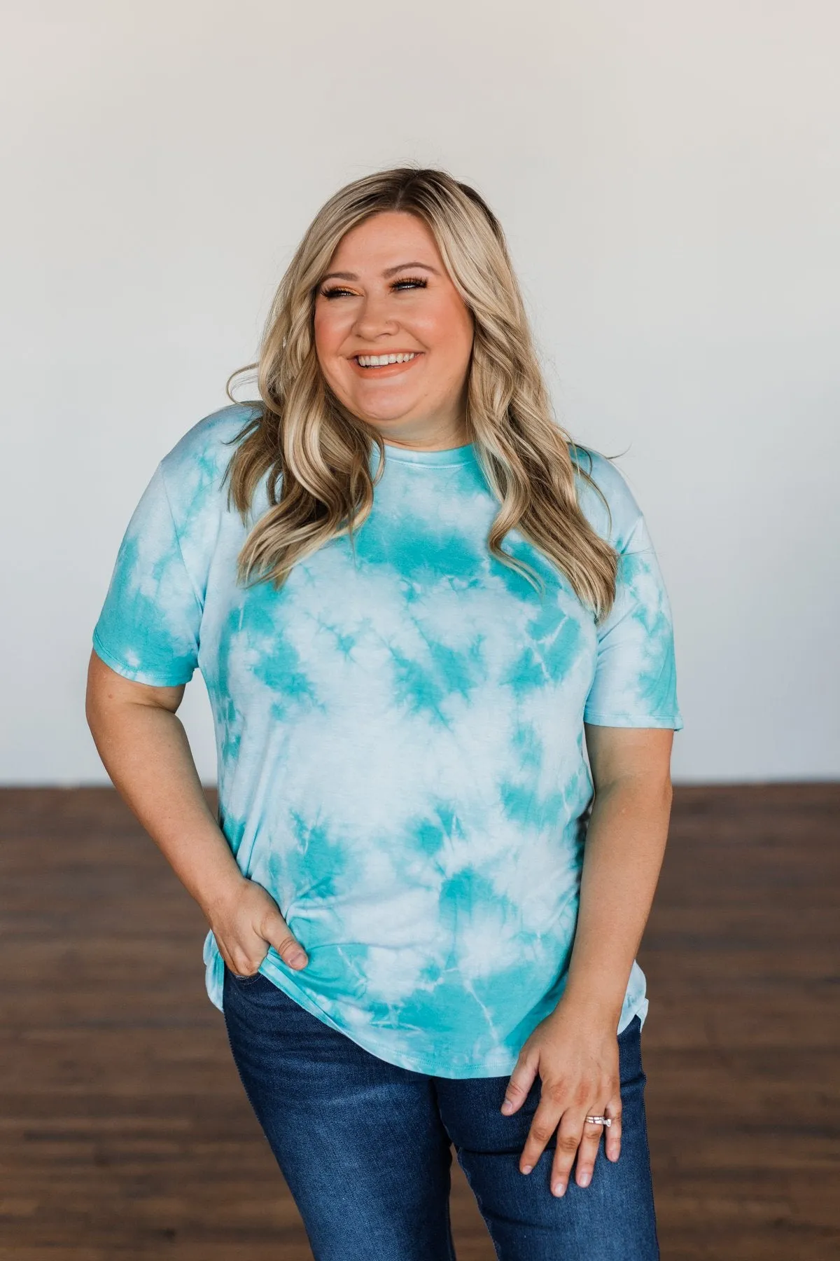 Caught Me Smiling Tie Dye Top- Blue