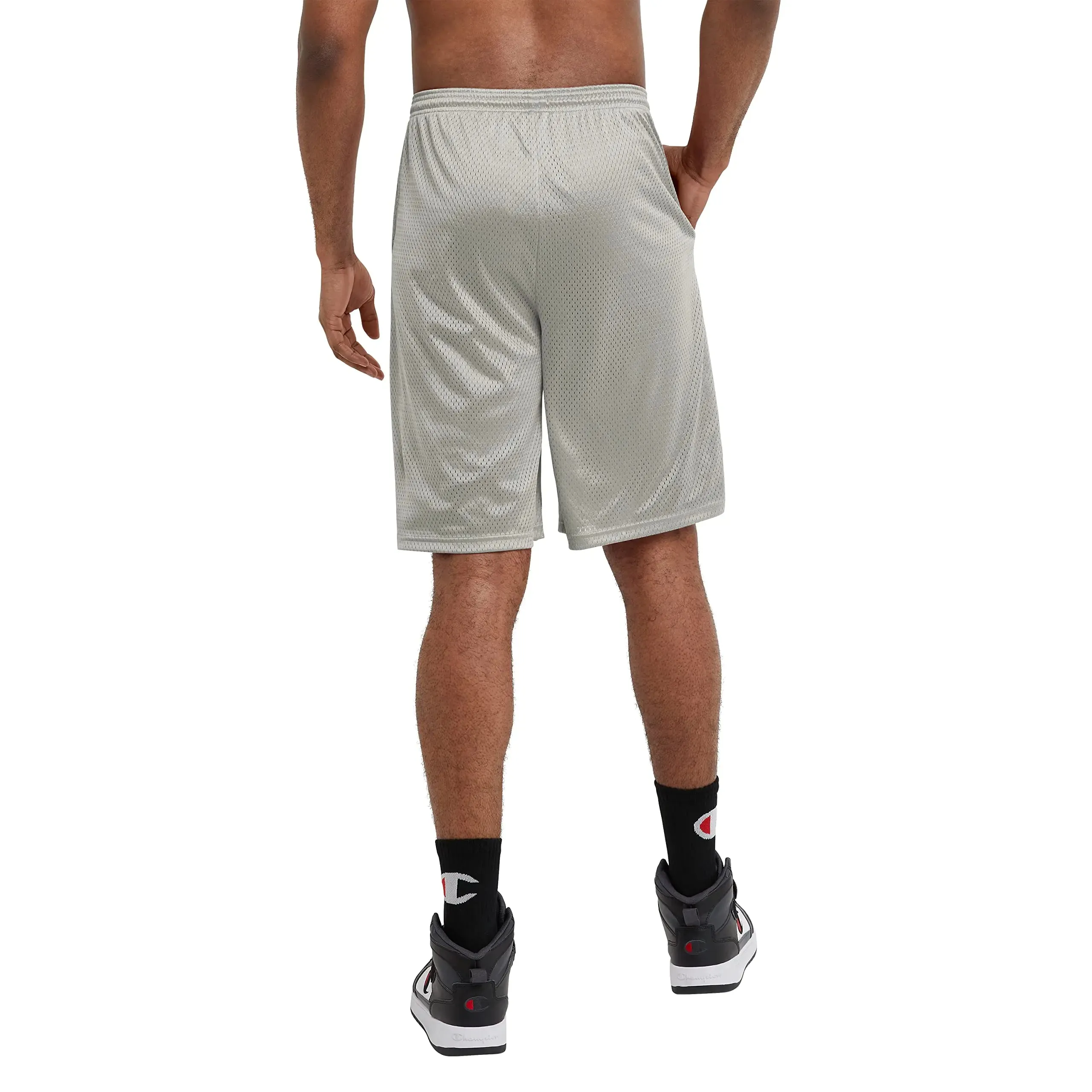 Champion Men's Shorts, Men's Mesh Gym Shorts, Lightweight Athletic Shorts (Reg. Or Big & Tall) Standard X-Large Athletic Gray C Patch Logo