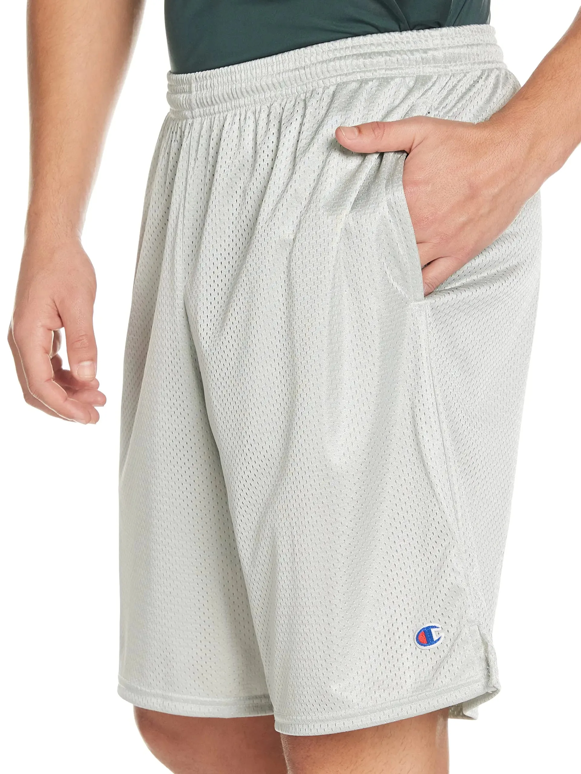 Champion Men's Shorts, Men's Mesh Gym Shorts, Lightweight Athletic Shorts (Reg. Or Big & Tall) Standard X-Large Athletic Gray C Patch Logo