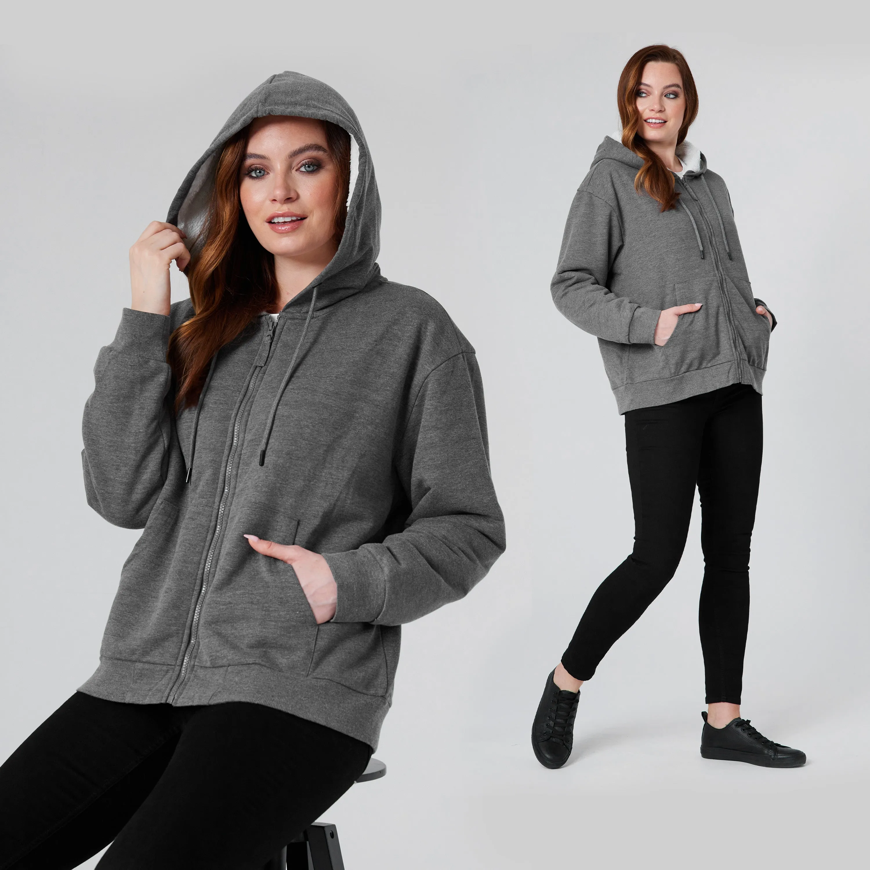 CityComfort Womens Hoodie with Fleece Lining Zip Hoodie Women Teenagers S-XL Warm Cosy Outerwear Full Zip Loungewear Gifts for Her