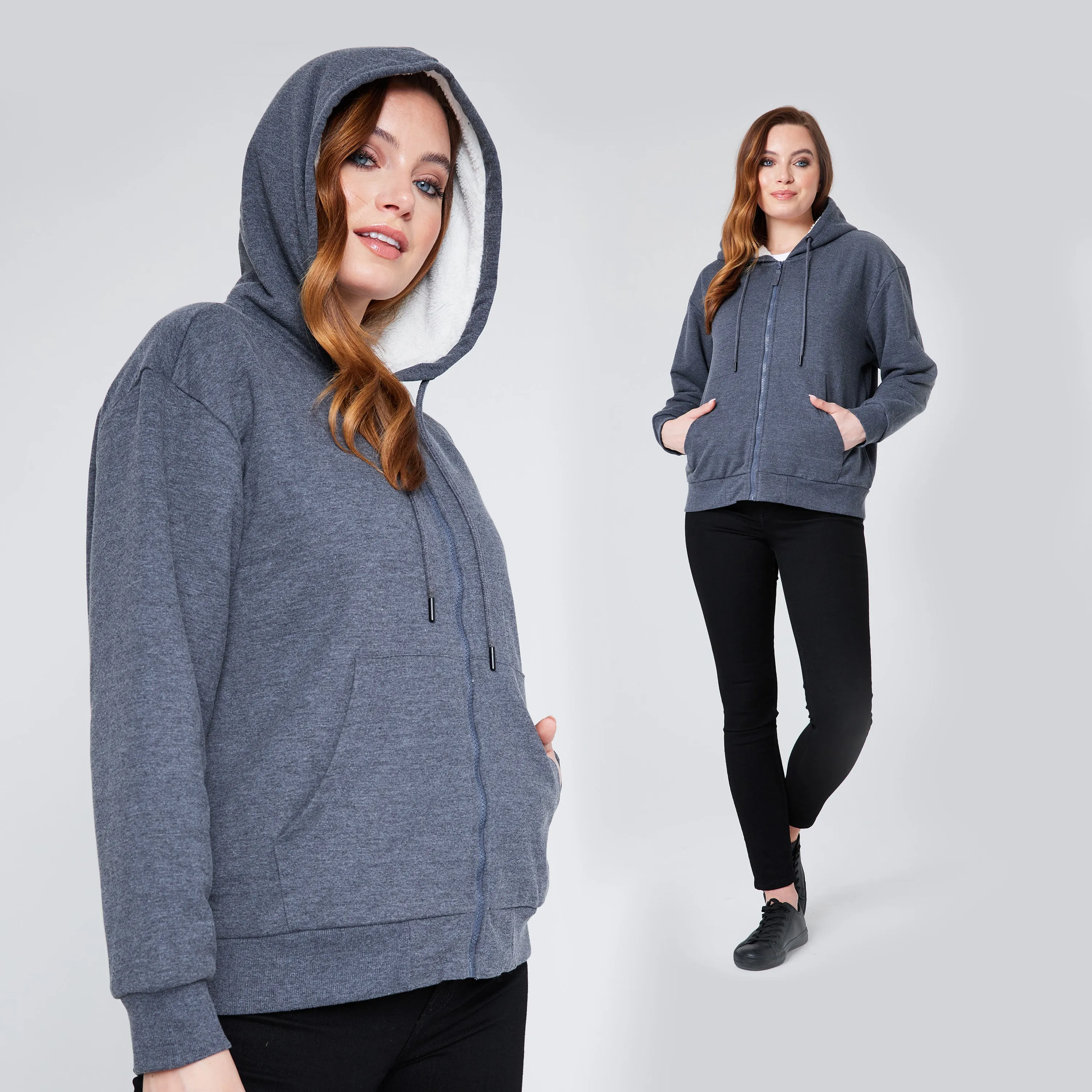 CityComfort Womens Hoodie with Fleece Lining Zip Hoodie Women Teenagers S-XL Warm Cosy Outerwear Full Zip Loungewear Gifts for Her