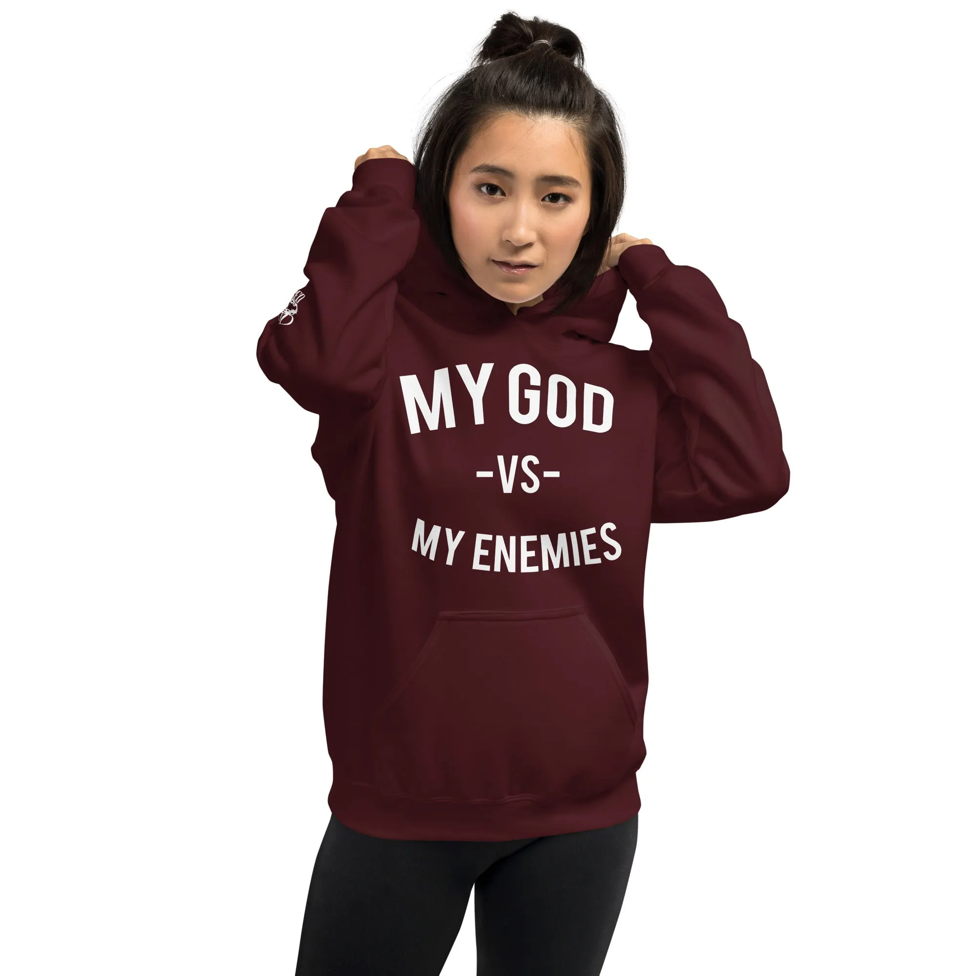 Classic My God Vs My Enemies Burgundy Hoodie