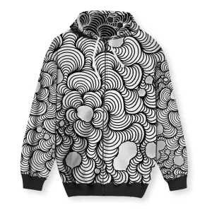 Color Wash Black & White Men's Zip-Up Hoodie