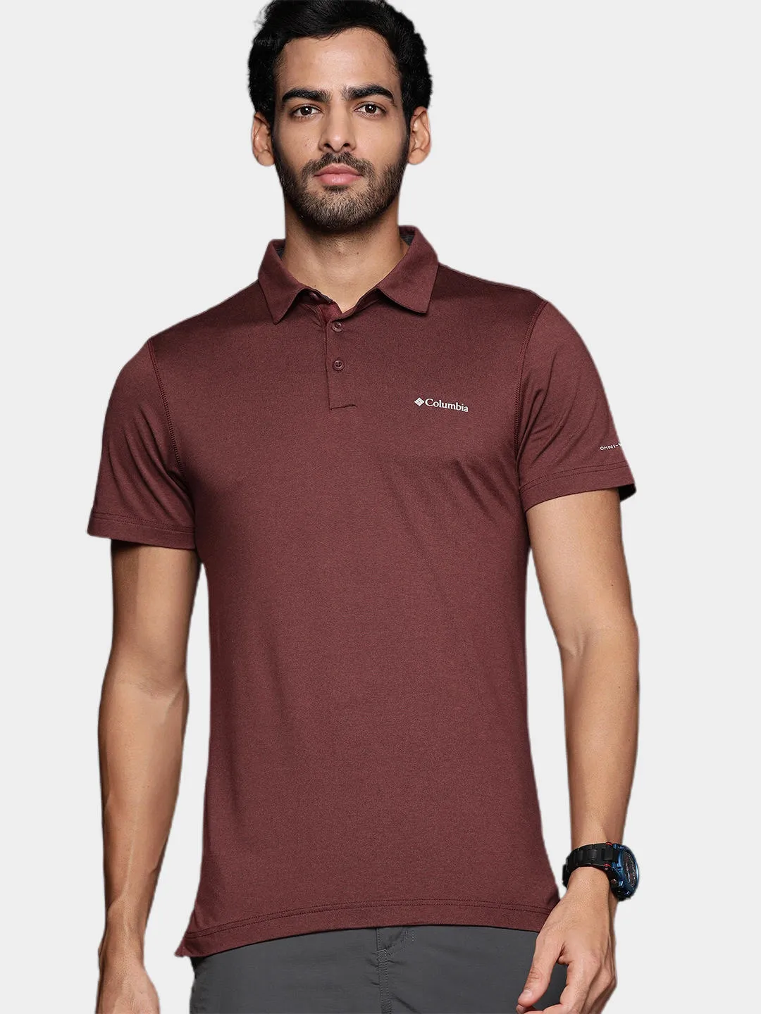 Columbia Men Brown Tech Trail Polo T-Shirt