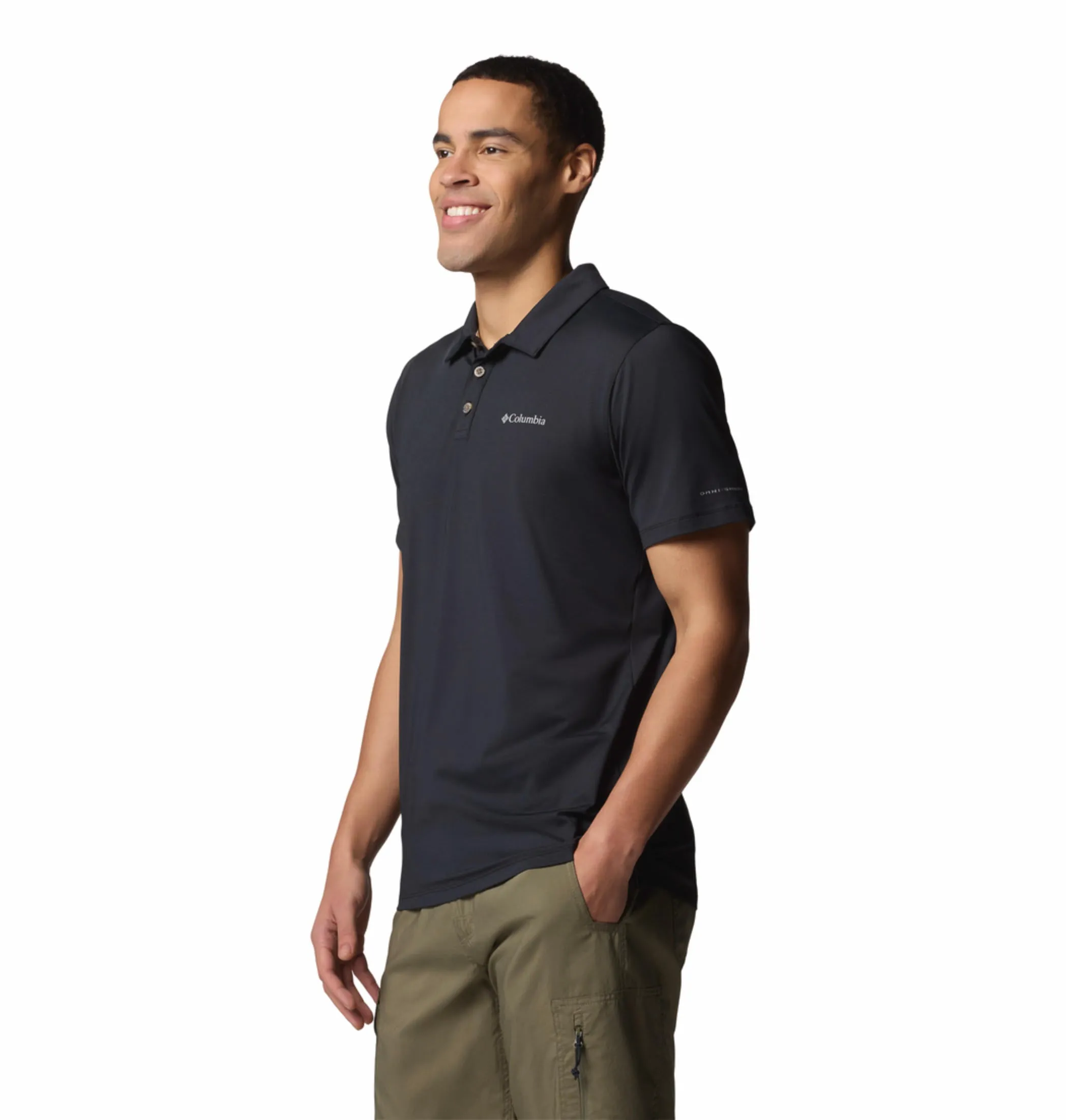 Columbia Mens Black Omni-Shade Tech Trail Utility Polo Tshirt