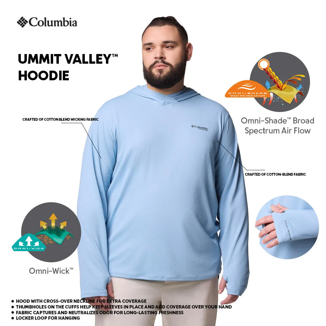 Columbia Mens Blue Omni-Shade Broad Spectrum Air Flow Summit Valley Hoodie Tshirt