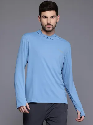 Columbia Mens Blue Omni-Shade Broad Spectrum Air Flow Summit Valley Hoodie Tshirt